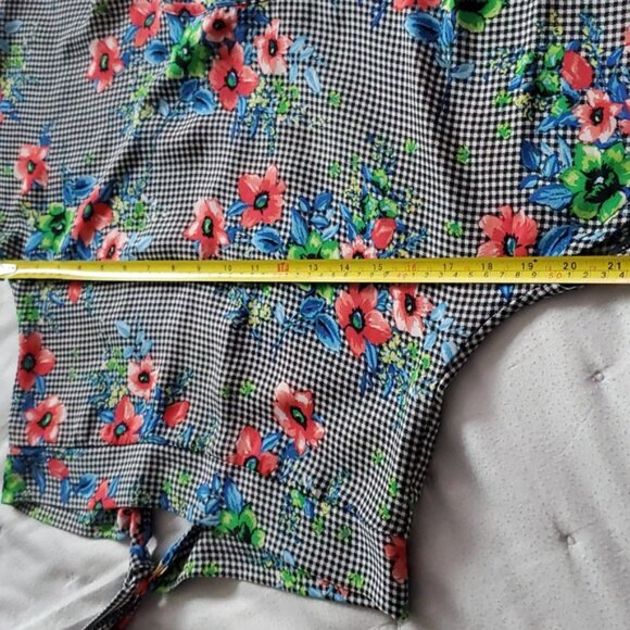 Betsey Johnson Vintage Gingham Floral Tie Back Kimono Raglan Sleeved Top- NWT - Picture 12 of 15